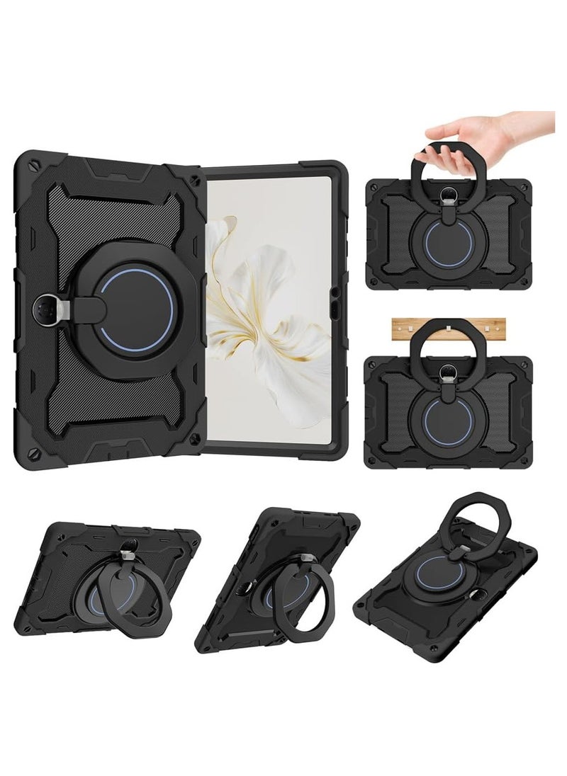 General Case Compatible with Honor Pad 9 12.1 inch, Shockproof Case with Pencil Holder, Rotating Large Ring Hanging Kickstand for Kids, Multi-Angle Bracket Cover for Honor Pad 9  - Image 2