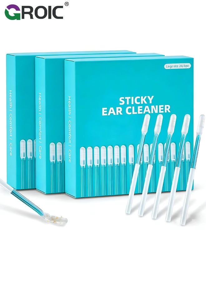 GROIC 72Pcs Sticky Ear Cleaning Stick, Reusable Ear Cleaning Tools with Soft Rubber Head, Gentle Adhesive Ear Pick for Ear Wax Cleaning,Ear Wax Removal Tools, Portable Gentle Ear Cleaner Kit for All Ages - Image 1