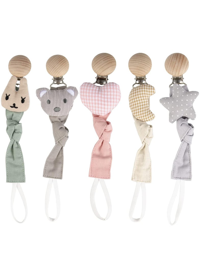 RATSAW 5 Pack Pacifier Clips Paci Holder Baby Boys Girls Teething Beads Soothie Binky Clips Teether Toys Best Gift Idea for Toddlers - Image 1