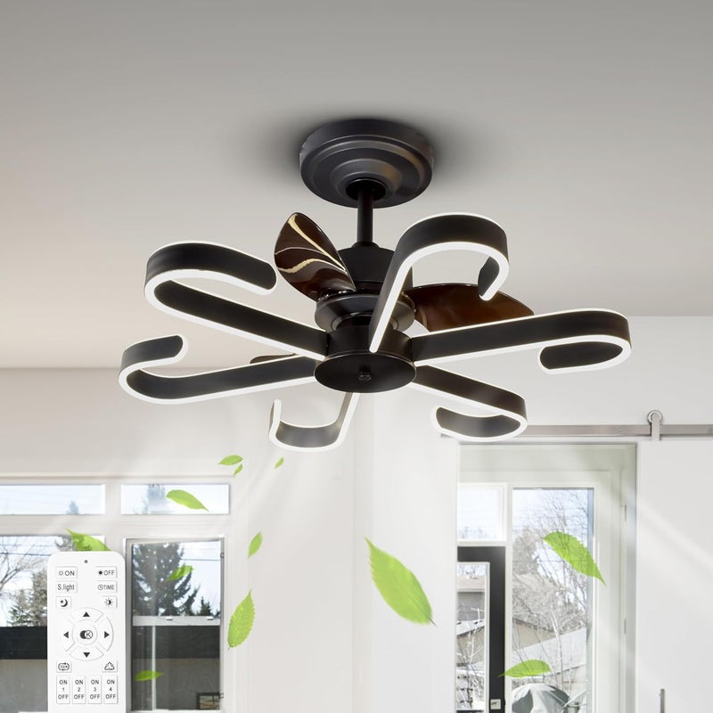 SMART WAY Smartway Modern Ceiling Fan Chandelier BLDC Noiseless Fan Motor ABS Blade Decorative LED Light with Remote and Smart Voice Assist App Control 3 Color Mode Warm Cold Natural White Sigma Black  - Image 4