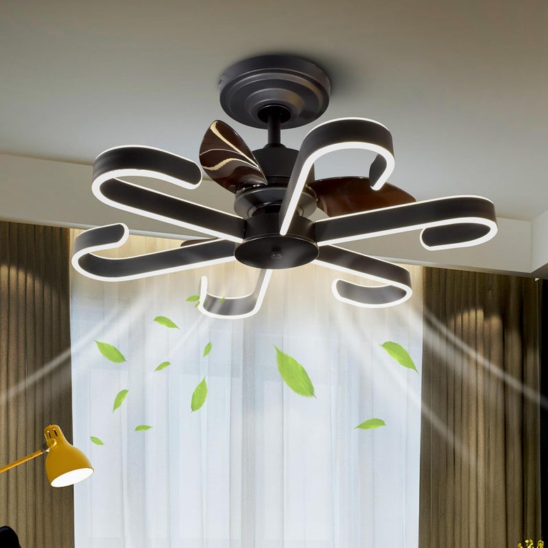 SMART WAY Smartway Modern Ceiling Fan Chandelier BLDC Noiseless Fan Motor ABS Blade Decorative LED Light with Remote and Smart Voice Assist App Control 3 Color Mode Warm Cold Natural White Sigma Black  - Image 3