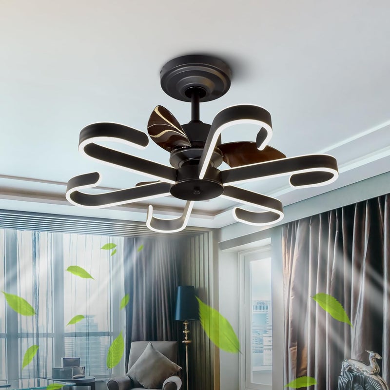SMART WAY Smartway Modern Ceiling Fan Chandelier BLDC Noiseless Fan Motor ABS Blade Decorative LED Light with Remote and Smart Voice Assist App Control 3 Color Mode Warm Cold Natural White Sigma Black  - Image 5
