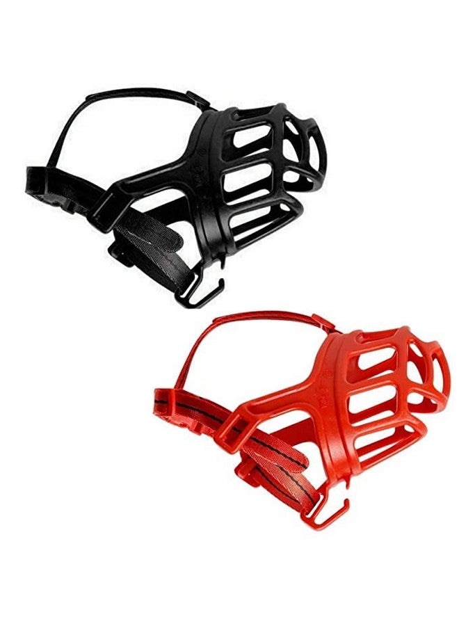 Breathable Basket Muzzles - Barking And Chewing Safety Guard For Aggressive Dogs (Red) - X-Large - Image 1