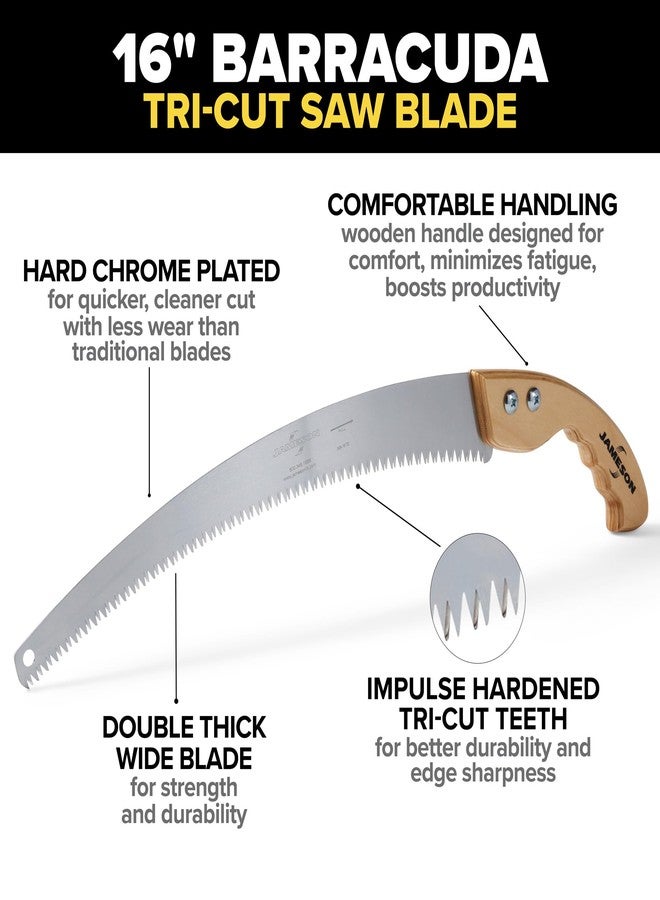 جيمسون طقم منشار يدوي ثلاثي القطع من جيمسون HS-16TE-WH Barracuda™، شفرة مقاس 16 بوصة ومقبض خشبي، قطع فعال ونظيف - Image 2