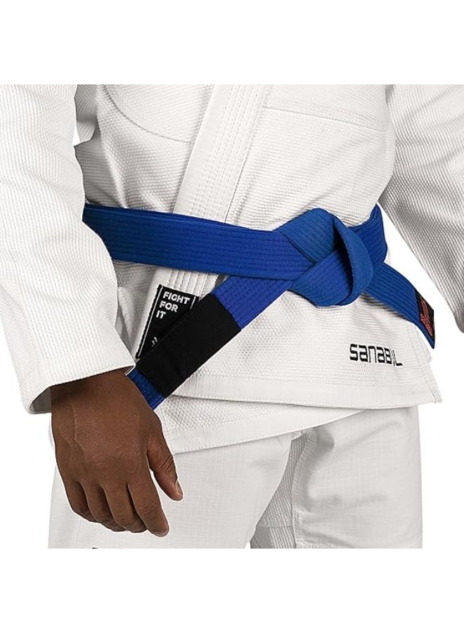 Sanabul  BJJ Belt for Men & Women – Brazilian Jiu Jitsu Belt with Ranking Stripes Sleeve Bar, IBJJF Approved – Blue, Size A3 - Image 3