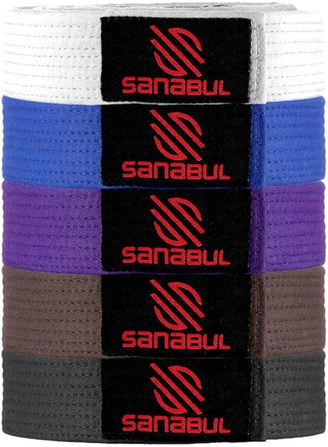 Sanabul  BJJ Belt for Men & Women – Brazilian Jiu Jitsu Belt with Ranking Stripes Sleeve Bar, IBJJF Approved – Blue, Size A3 - Image 1