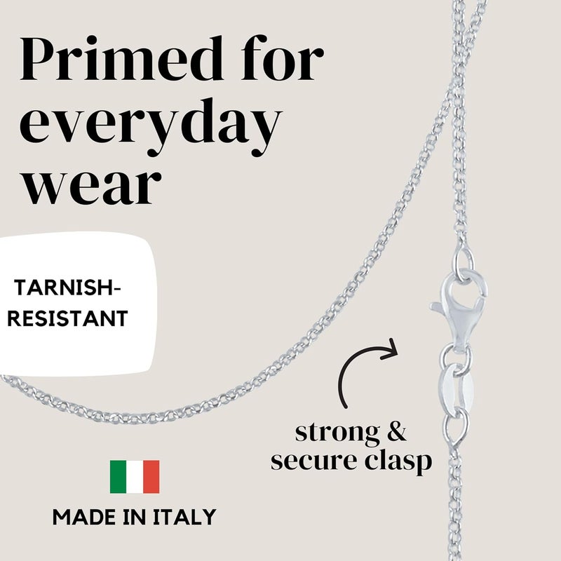 KISPER Solid 925 Sterling Silver Chain Necklace for Women Thin & Secure - Italian 1.6mm Diamond Cut Cable Link with Lobster Clasp - Made in Italy (16-30 Inch) - Image 4