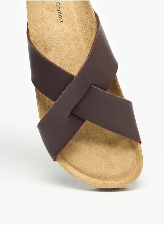لو كونفورت Men Cross Strap Slip-On Sandals