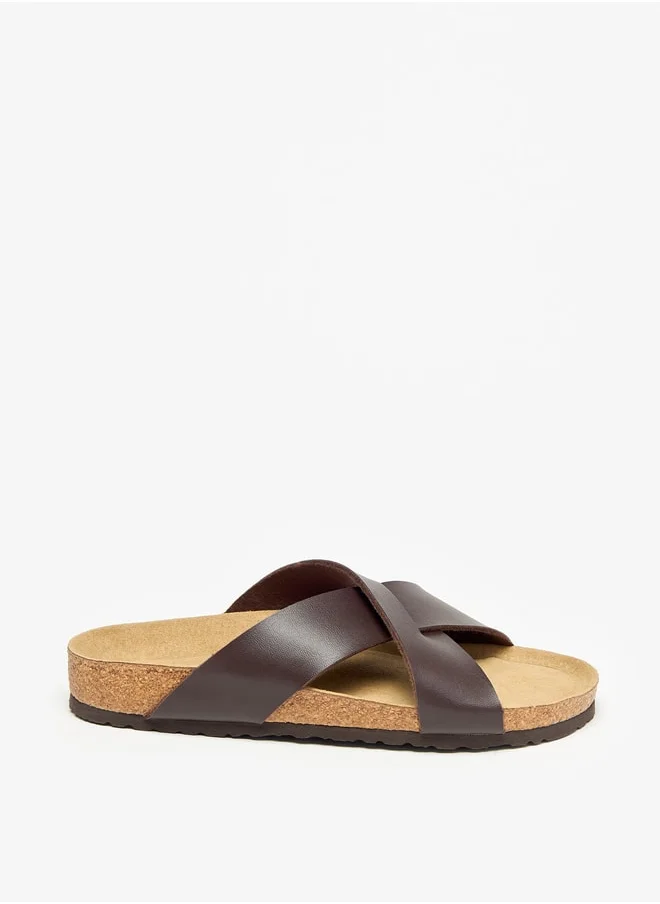 لو كونفورت Men Cross Strap Slip-On Sandals