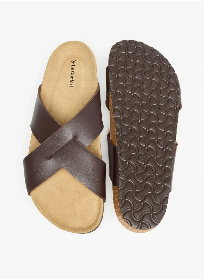 لو كونفورت Men Cross Strap Slip-On Sandals