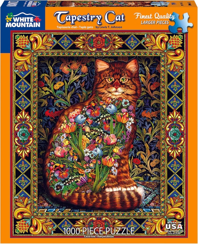 White Mountain Puzzles Tapestry Cat - 1000 Piece Jigsaw Puzzle - Image 2
