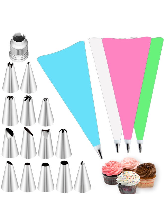 Generic - 16-piece Baking Tools Set Diy Cake Cream Piping Tools Suitable For Various Baking Scenarios Including Pastries Desserts-Specifications:14 Mouth White Bag (J) - Image 1