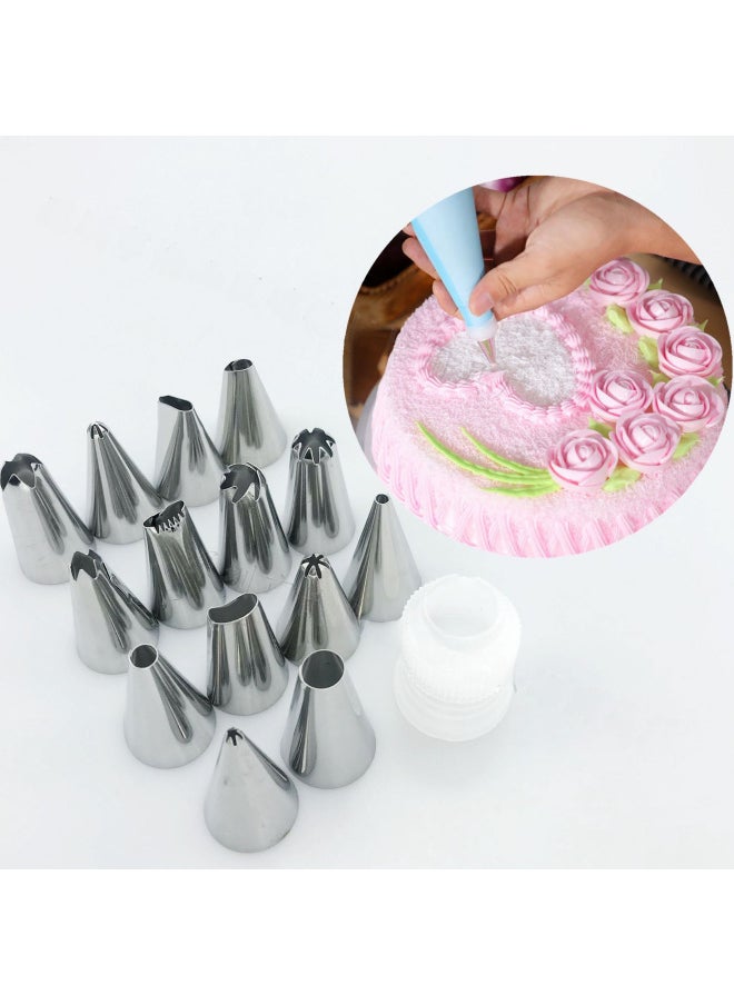 Generic - 16-piece Baking Tools Set Diy Cake Cream Piping Tools Suitable For Various Baking Scenarios Including Pastries Desserts-Specifications:14 Mouth White Bag (J) - Image 1