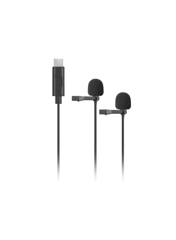 Digital Dual Lavalier Microphones for Type-C Devices - Black - Image 2