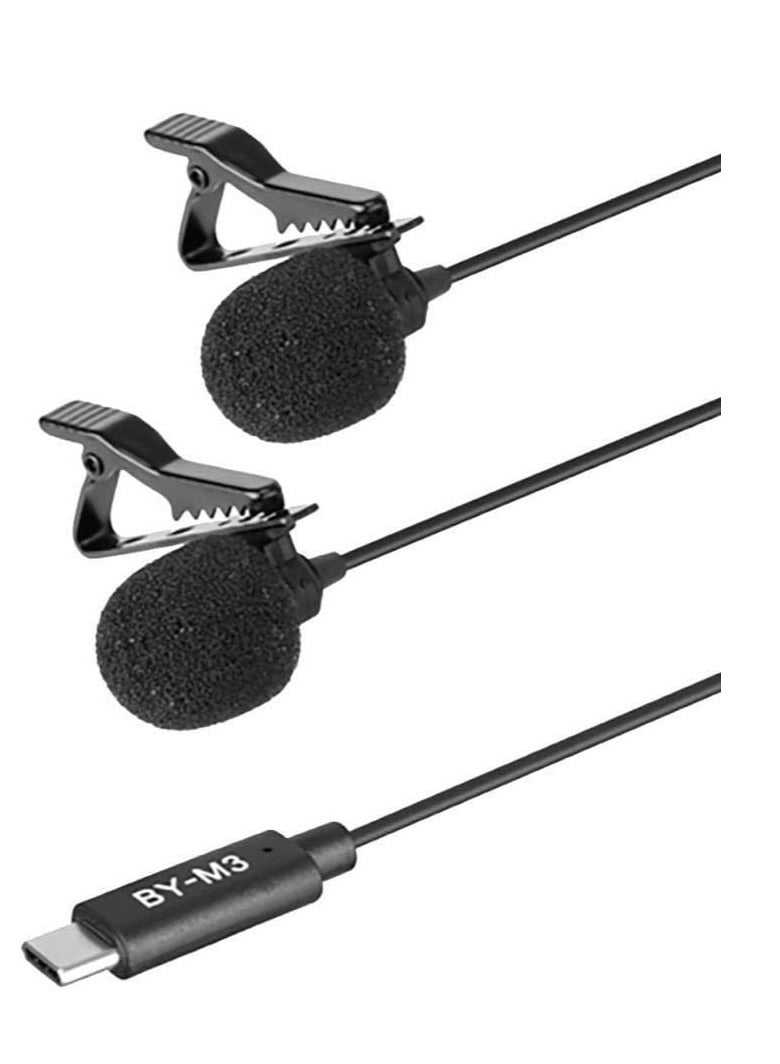 Digital Dual Lavalier Microphones for Type-C Devices - Black - Image 1