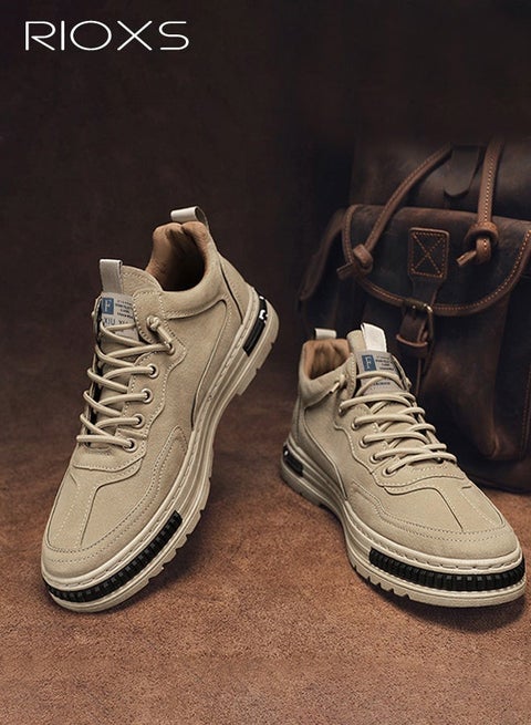 Men's Athlesiure Shoes, Fashion Casual Sneakers Anti-slip Lace-up Shoes for Men, Breathable Tennis Shoes, Comfortable Lightweight Work Shoes Classic Trendy Shoes for Business Social Gatherings Wedding Travel, Brown