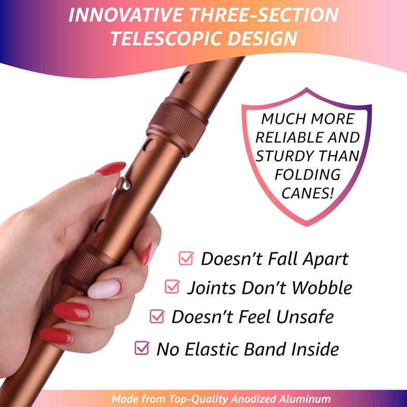 Asterom Walking Cane for Women - Stylish, Comfortable, Adjustable - Cool Canes for Women, Fashionable Walking Sticks for Seniors - Image 5