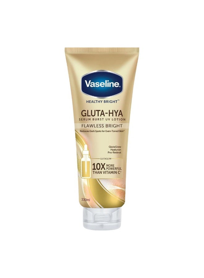 Vaseline Healthy Bright Gluta-Hya Flawless Bright Serum Burst UV Lotion, Reduces Dark Spots For Even Toned Skin, 330ml