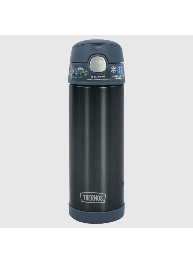 Thermos Bottle 470ml – Slate Stainless Steel & Straw Lid - Image 1