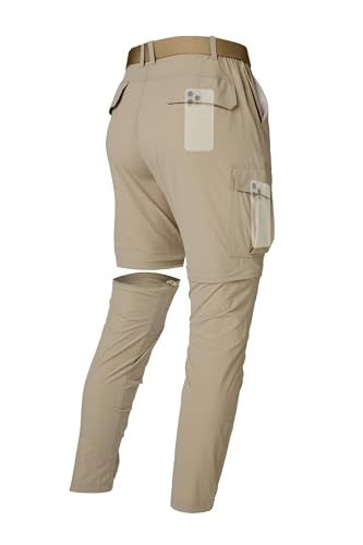 LINLANG EN Work Pants for Men Lightweight Quick Dry Cargo Pants Convertible Zip Off Travel Fishing Climbing Camping Outdoor Waterproof Hiking PantsLight Khaki36L - Image 1