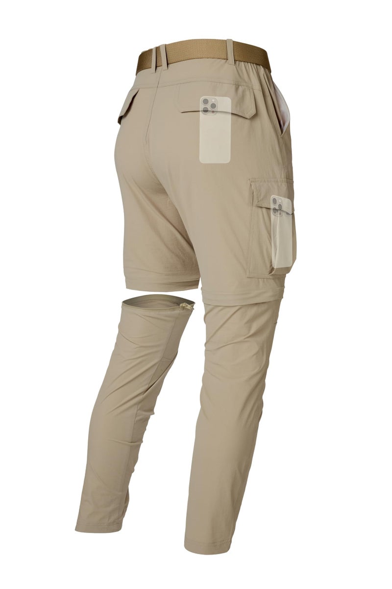 LINLANG EN Work Pants for Men Lightweight Quick Dry Cargo Pants Convertible Zip Off Travel Fishing Climbing Camping Outdoor Waterproof Hiking PantsLight Khaki36L - Image 2