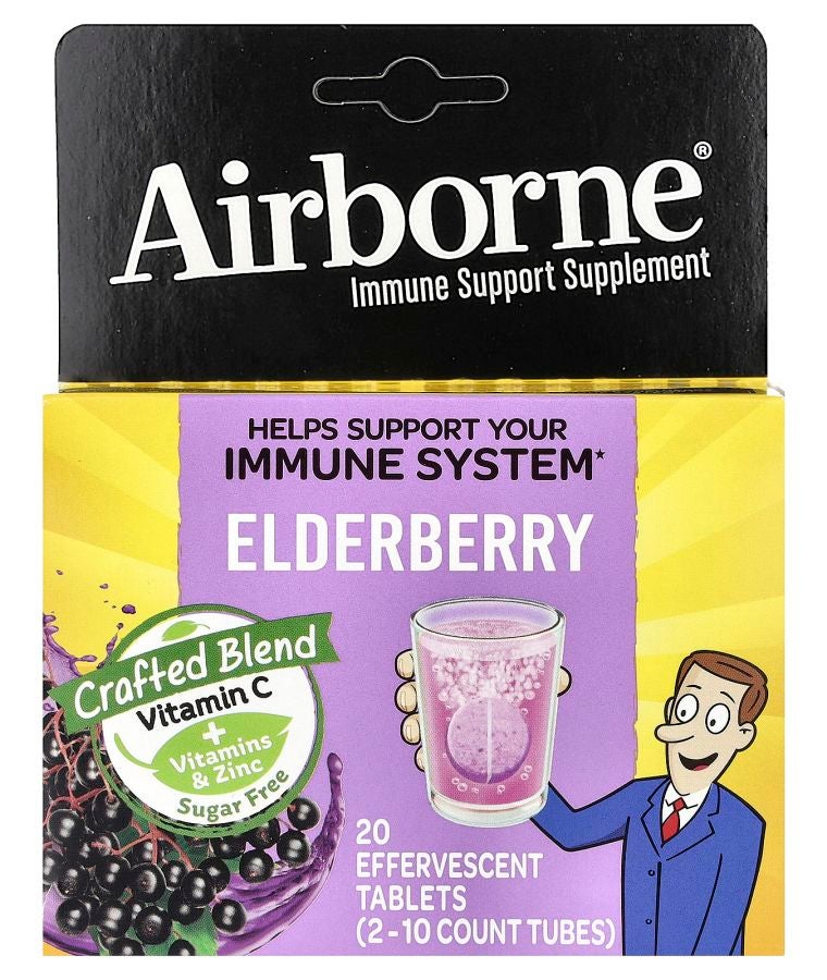 Immune Support Supplement Elderberry 2 Tubes 10 Effervescent Tablets Each