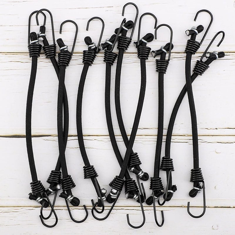 ZHOUBIN Small Bungee Cords with Hooks - 6 Inch Mini Black Bungee Cords, 10 Pcs - Image 5