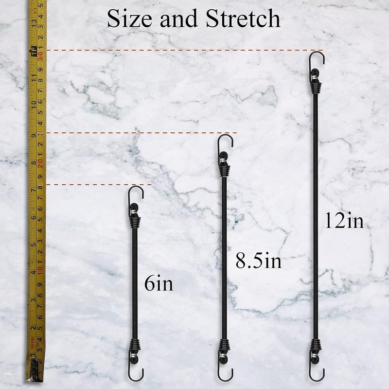 ZHOUBIN Small Bungee Cords with Hooks - 6 Inch Mini Black Bungee Cords, 10 Pcs - Image 4