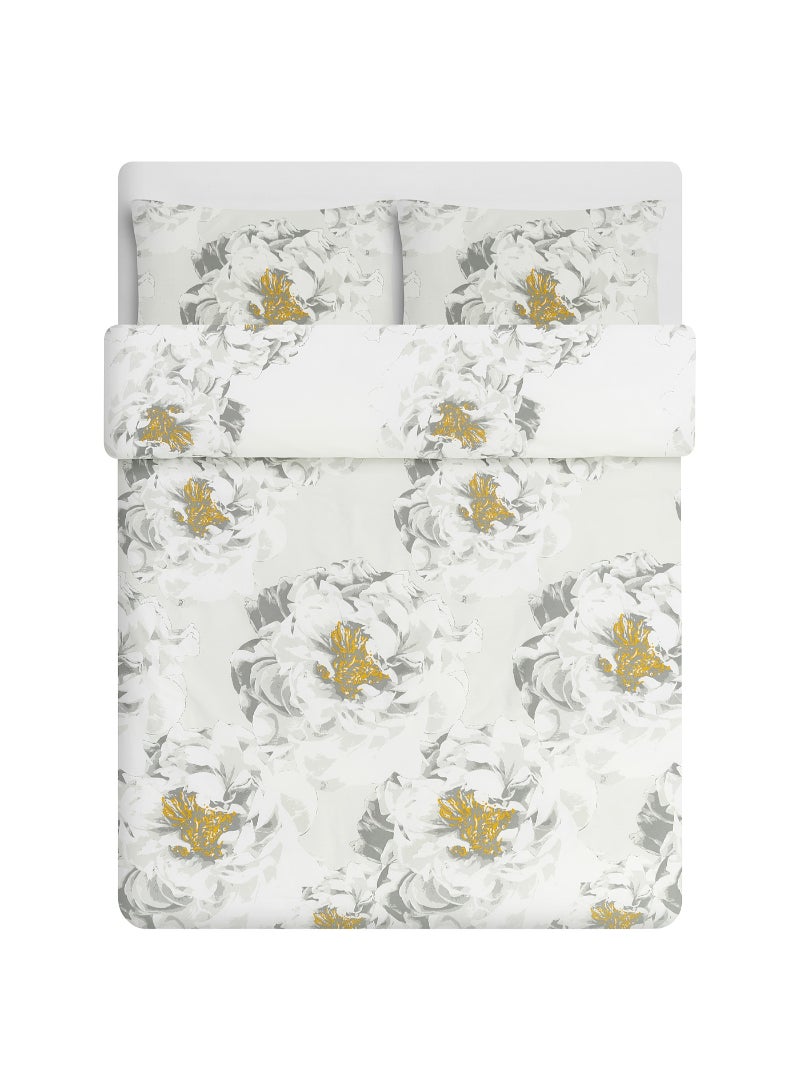IKEA FRAKTA Duvet cover and 2 pillowcases - white yellow/flower - 240x220/50x80 cm - Image 1