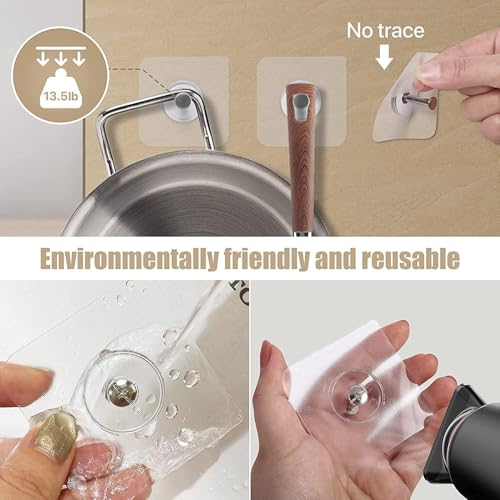 TEKCOOL Photo Frame Hooks for Wall Without Drilling, 20 Pack Self Adhesive Hooks for Wall Heavy Duty Strong Nail Free for Hanging Photo Frame (Hanging Hook, Transparent) Stainless Steel - Image 3