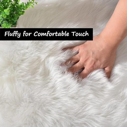 HomeArt Faux Fur Rug - A Timeless Baby Photography Background for Fashion Shoots Portrait Sessions Newborn Product and Still Photography (5 x 5 Feet, White) - Image 3