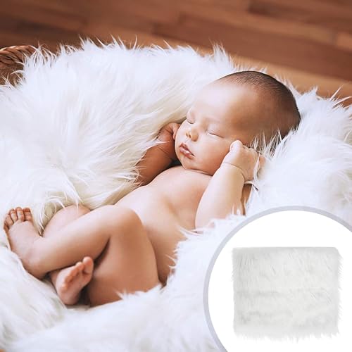 HomeArt Faux Fur Rug - A Timeless Baby Photography Background for Fashion Shoots Portrait Sessions Newborn Product and Still Photography (5 x 5 Feet, White) - Image 5