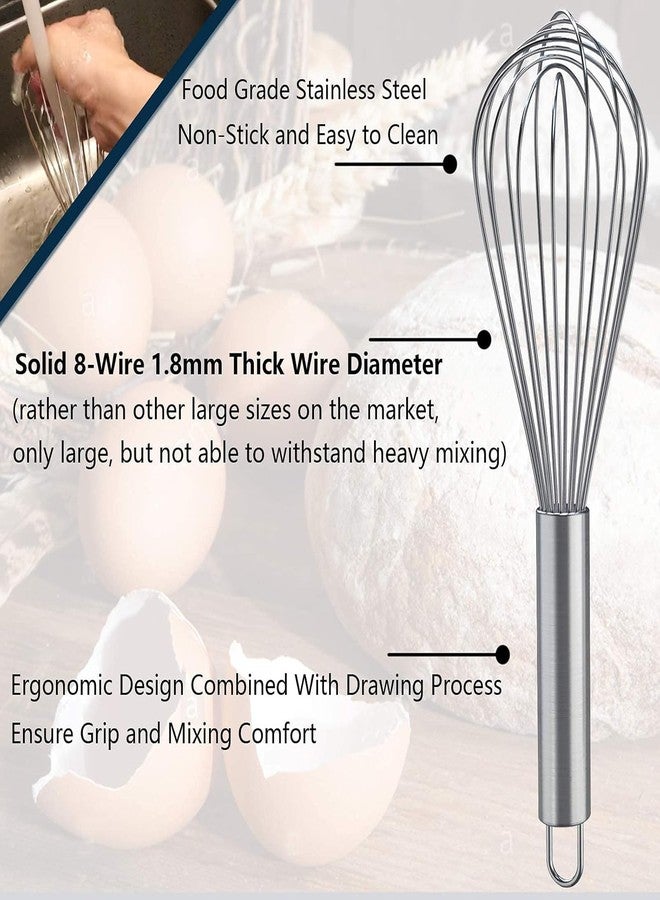 SUNCO Whisks for Cooking, 3 Pack Stainless Steel Whisk for Blending, Whisking, Beating and Stirring, Enhanced Version Balloon Wire Whisk 3 Set, - Image 5