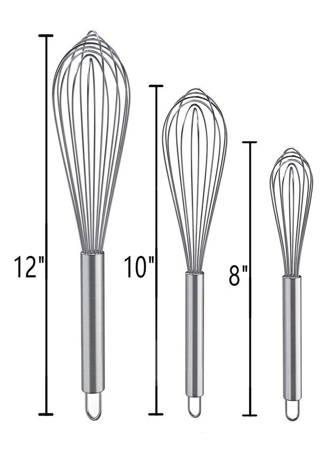 SUNCO Whisks for Cooking, 3 Pack Stainless Steel Whisk for Blending, Whisking, Beating and Stirring, Enhanced Version Balloon Wire Whisk 3 Set, - Image 4