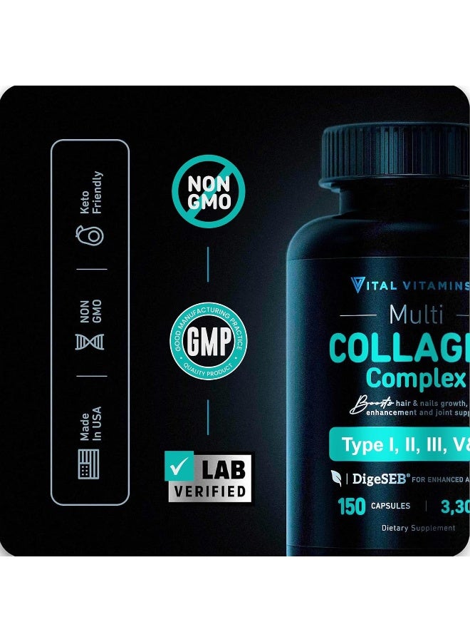 Vital Vitamins Vital Vitamins Grass Fed Enhanced Multi Collagen Pills (150 Capsules 3300mg) - Image 3