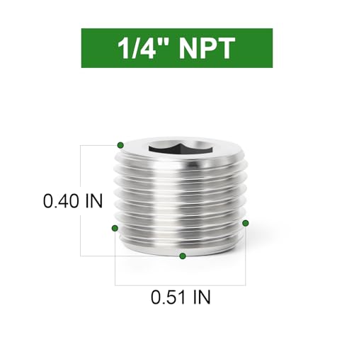 TAISHER 20PCS 304 Stainless Steel Internal Hex Thread Socket Pipe Plug Fitting 14 NPT Male - Image 3