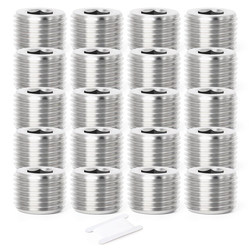 TAISHER 20PCS 304 Stainless Steel Internal Hex Thread Socket Pipe Plug Fitting 14 NPT Male - Image 2