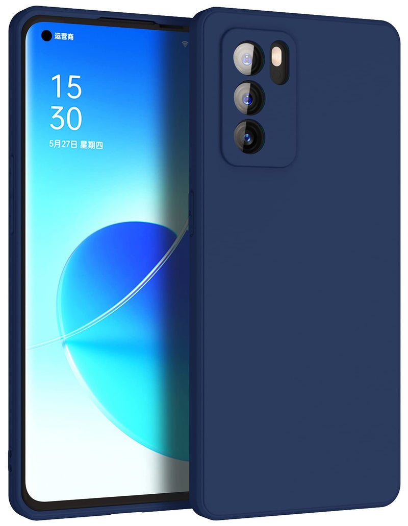 Kapa Matte Lens Protective Back Cover for Oppo Reno 6 Pro (5G), Slim Silicone with Soft Lining Shockproof Flexible Full Body Bumper Case, Blue - Image 1