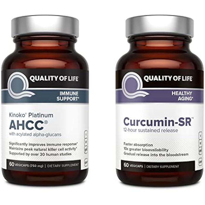 Quality of Life Kinoko Platinum AHCC Mushroom Extract and Microactive Curcumin SR - Immune Bundle - Image 1