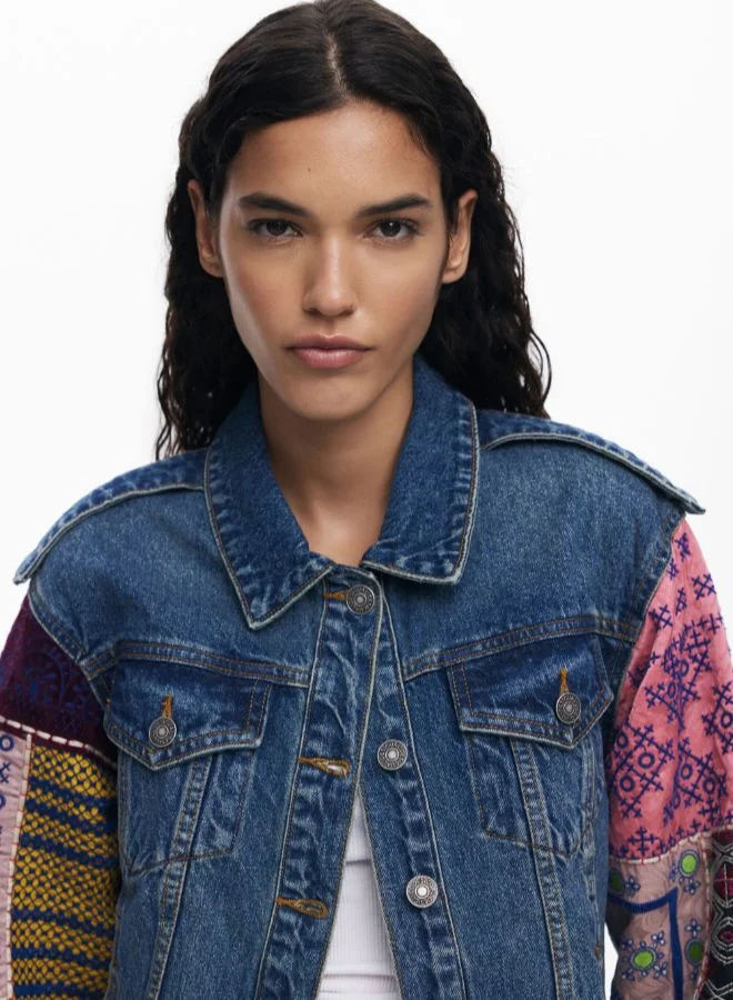 DESIGUAL Denim jacket with combined sleeves