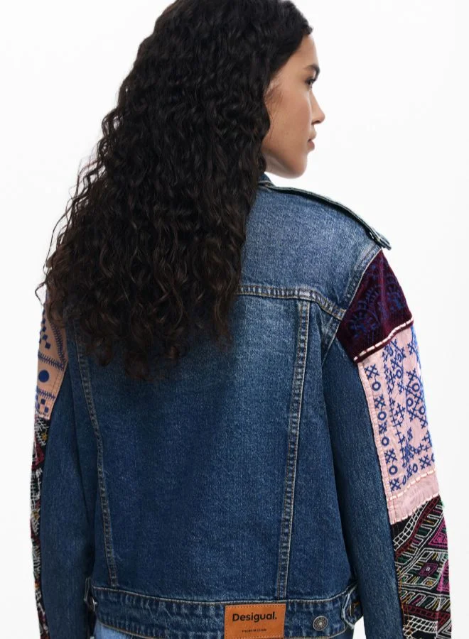 DESIGUAL Denim jacket with combined sleeves