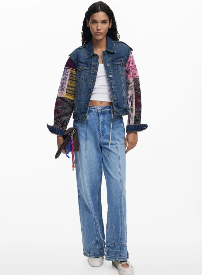 DESIGUAL Denim jacket with combined sleeves
