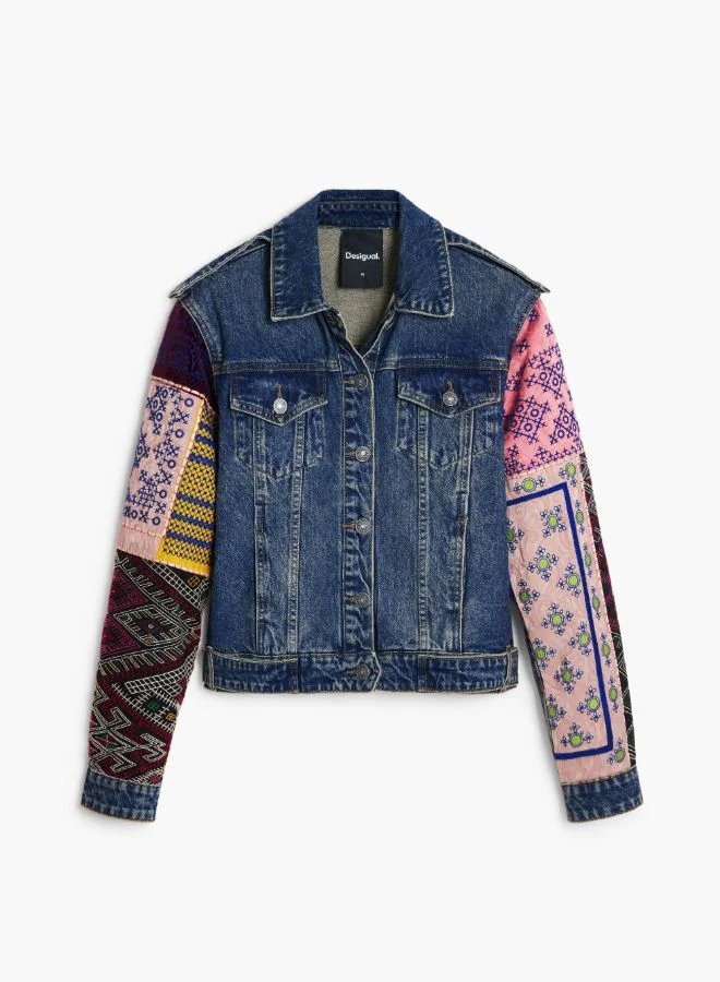 DESIGUAL Denim jacket with combined sleeves