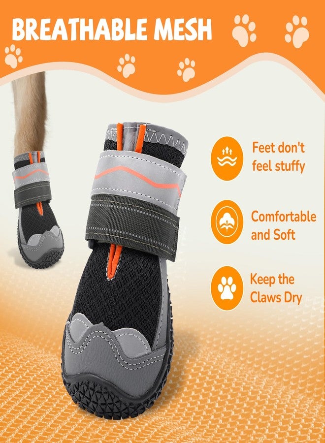 TEWIWAP Dog Shoes for Large Small Medium Dogs, Breathable Dog Booties for Outdoor Walking Hiking Anti-Slip Dog Boots Paw Protectors with Reflective Straps for Hardwood Floor Winter Snow Size 4 - Image 4