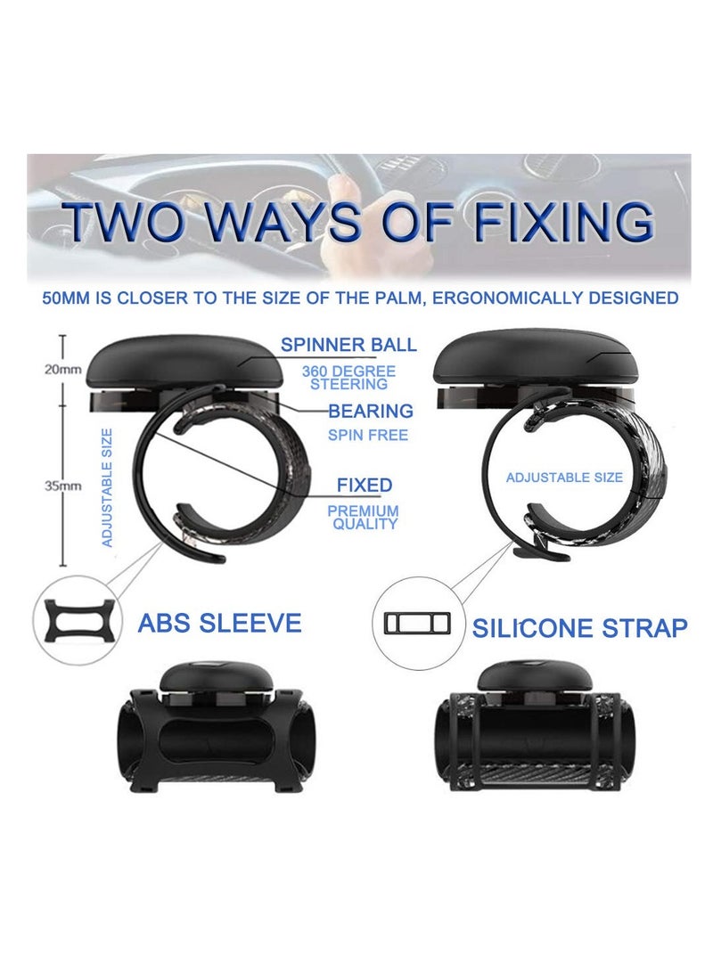 SYOSI 2 Pcs Steering Wheel Spinner Knob for Vehicles, Silicone Steering Wheel Knob Steering Wheel Spinner Booster Ball for Cars Trucks (Black) - Image 3