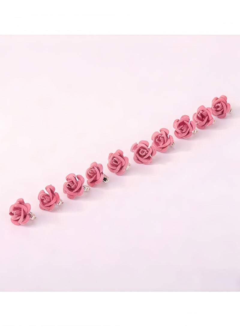 10Pcs Flocked Rose Hair Clips for Girls, Mini 3D Rose Flower Hair Pins for Toddlers, Kids Cute Braid Hair Accessories for Birthday, Princess Dress Up & Photo Props - Image 5