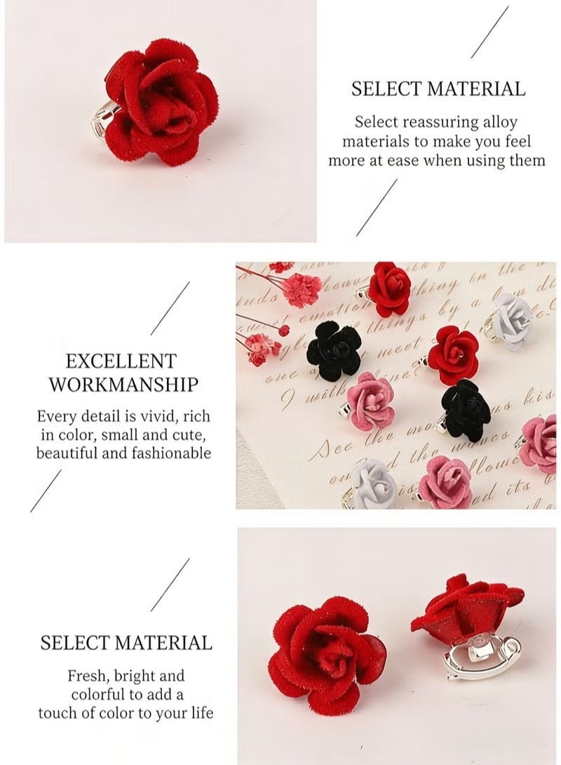 10Pcs Flocked Rose Hair Clips for Girls, Mini 3D Rose Flower Hair Pins for Toddlers, Kids Cute Braid Hair Accessories for Birthday, Princess Dress Up & Photo Props - Image 2