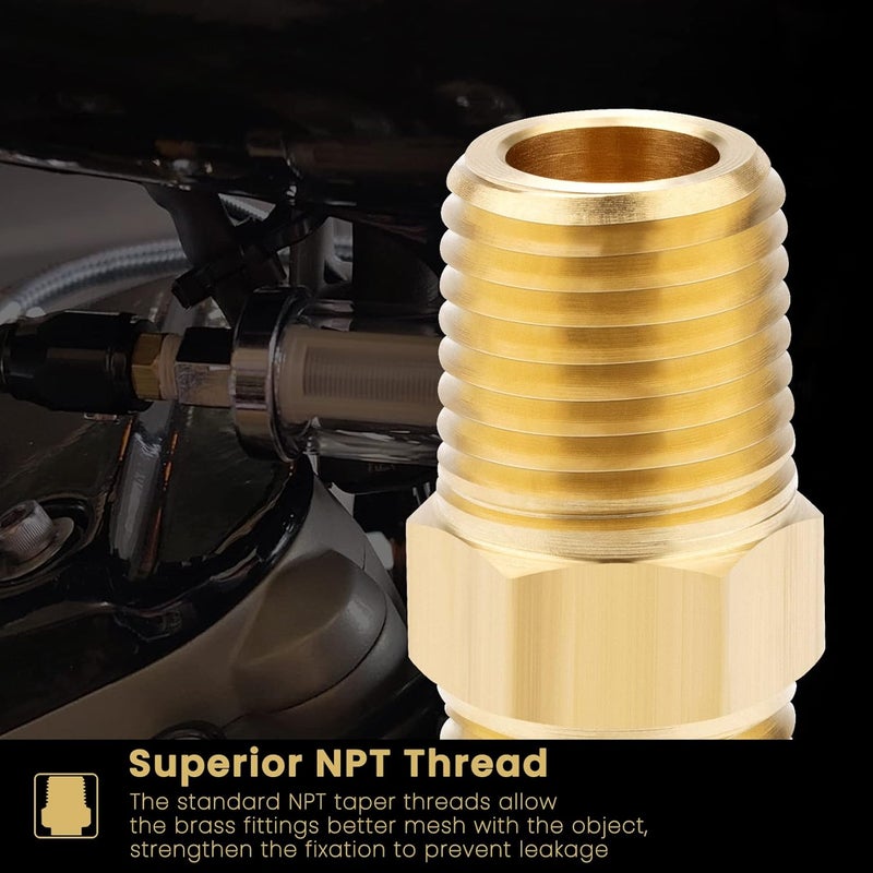 KOOTANS 1/4 NPT x 1/4 NPT Male Solid Brass Hex Nipples, Heavy Brass Pipe Adapter Fittings Equal Nipples Connectors 4Pieces - Image 4