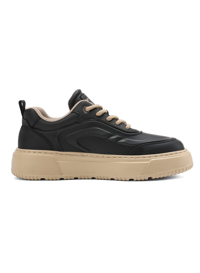 Sky View SKY VIEW Men's Fashion Shoes Ultrafine Fiber Vamp Casual Shoes For Men Non Slip Lace Up Chunky Sneakers Cushioned And Lightweight Low Top Walking Shoes Black-01  - Image 2
