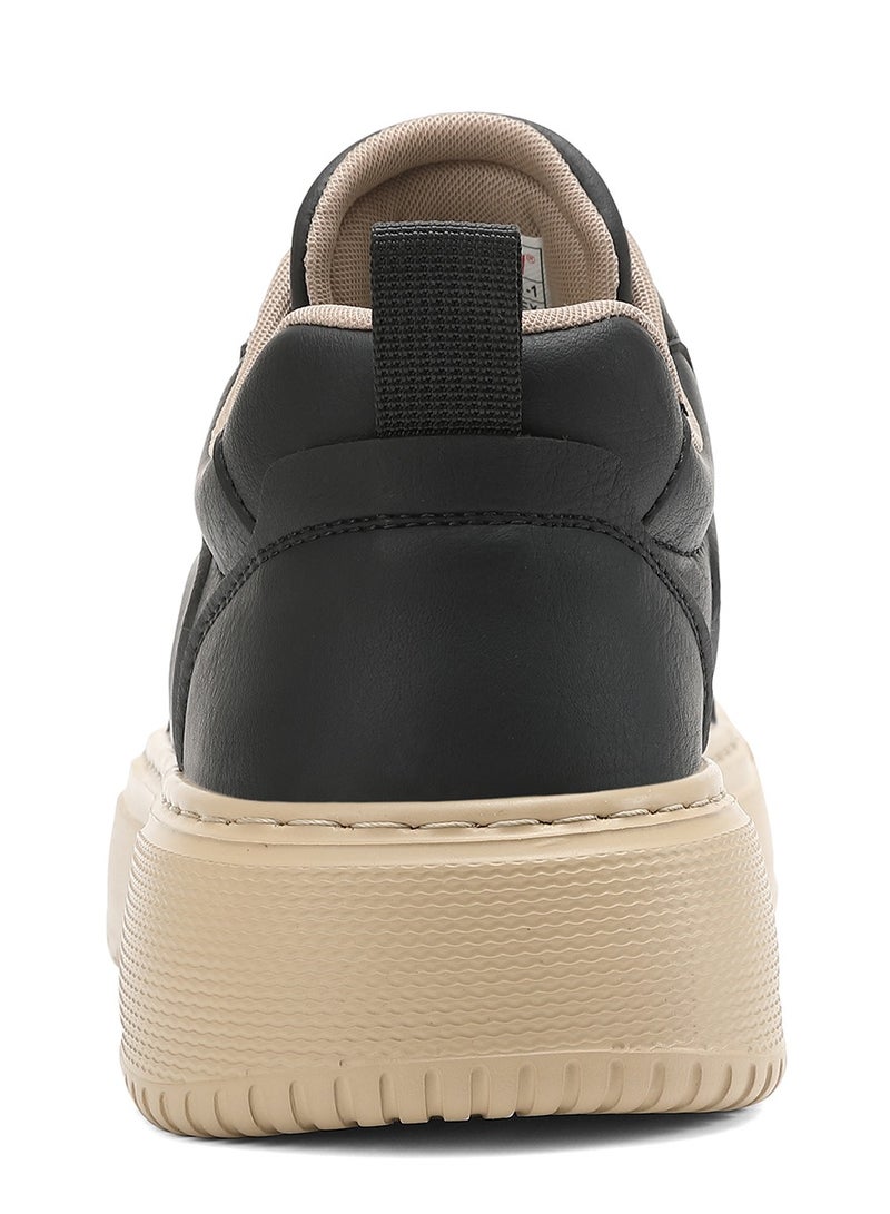 Sky View SKY VIEW Men's Fashion Shoes Ultrafine Fiber Vamp Casual Shoes For Men Non Slip Lace Up Chunky Sneakers Cushioned And Lightweight Low Top Walking Shoes Black-01  - Image 4